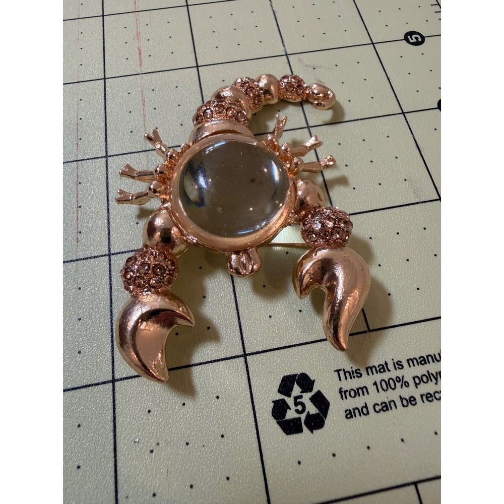 Jelly belly Scorpion Brooch Clear Cabochon Rhinestone Zodiac Pin Jewelry
